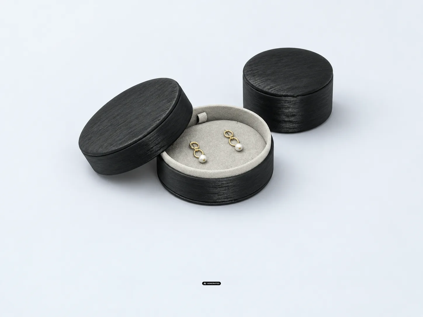 Runde Schmucketuis der Serie 5920 ROUND in Schwarz mit Ohrringen