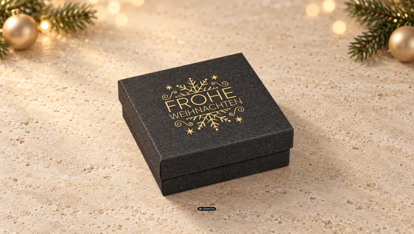 LESER Schmuckschachtel 0150 in Schwarz mit Weihnachtsmotiv FLAKE in Gold